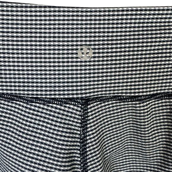 Lululemon Navy White Gingham Wunder Under Crop Mid Rise Workout Leggings - Picture 7 of 9